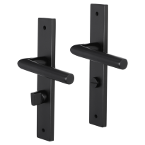Impresso London deurkruk op schild met schroeven rechthoekig 226x41x10mm WC63/8 Zwart