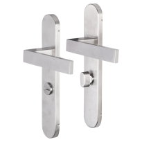 Impresso Luton deurkruk op schild afgerond 225x41x10mm WC63/8 RVS geborsteld