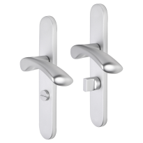 Impresso Oxford deurkruk op schild afgerond 225x41x10mm WC63/8 Aluminium