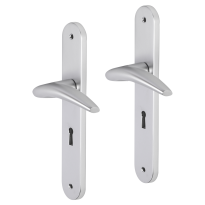 Impresso Oxford deurkruk op schild met schroeven afgerond 225x41x10mm BB56 Aluminium