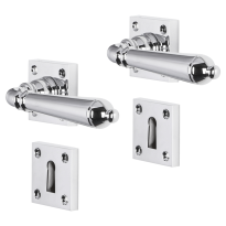 Impresso Queens deurkruk op rozet met schroeven 53x53x9mm Chroom met sleutelrozet