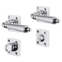 Impresso Queens deurkruk op rozet met schroeven 53x53x9mm Chroom met toiletgarnituur