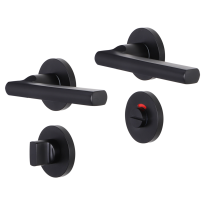Impresso Redhill deurkruk op rozet 53x9mm Zwart met toiletgarnituur