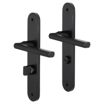 Impresso Redhill deurkruk op schild met schroeven afgerond 225x41x10mm WC63/8 Zwart