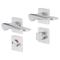 Impresso Watford deurkruk op rozet met schroeven 53x53x9mm Aluminium met toiletgarnituur
