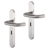 Impresso Wigan deurkruk op schild afgerond 225x41x10mm BB56 RVS geborsteld