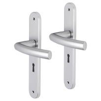 Impresso Windsor deurkruk op schild met schroeven afgerond 225x41x10mm BB56 Aluminium