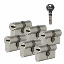 Iseo R6 veiligheidsprofielcilinder SKG**- Messing mat vernikkeld dubbele cilinder 30/30 - set van 6