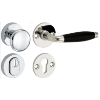 Mi Satori knop/kruk op rozet - SKG Bonton ebben glans nikkel / glans chroom rechts