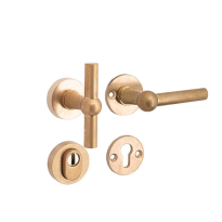 Mi Satori knop/kruk op rozet - SKG Chemin de Fer mat messing antiek rechts