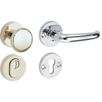 Mi Satori knop/kruk op rozet - SKG Halfsabel glans nikkel / glans chroom rechts