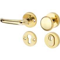 Mi Satori knop/kruk op rozet - SKS Halfsabel messing ongelakt links