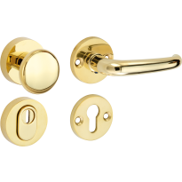 Mi Satori knop/kruk op rozet - SKS Halfsabel messing ongelakt rechts