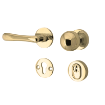 Mi Satori knop/kruk op rozet - SKG Linea messing ongelakt links