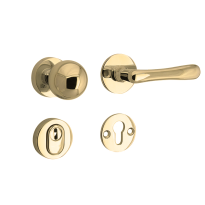 Mi Satori knop/kruk op rozet - SKG Linea messing ongelakt rechts