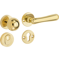 Mi Satori knop/kruk op rozet - SKG Linea XL messing ongelakt rechts