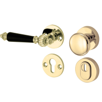 Mi Satori knop/kruk op rozet - SKG Nouveau ebben messing gelakt/messing PVD links