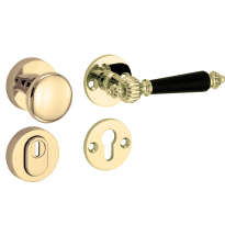 Mi Satori knop/kruk op rozet - SKG Nouveau ebben messing gelakt/messing PVD rechts