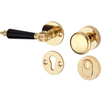 Mi Satori knop/kruk op rozet - SKG Nouveau ebben messing gelakt bakeliet /messing PVD links