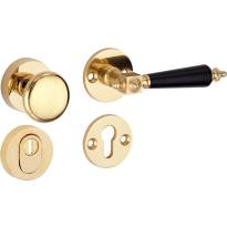 Mi Satori knop/kruk op rozet - SKG Nouveau ebben messing gelakt bakeliet /messing PVD rechts