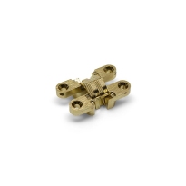 Onzichtbaar scharnier SOSS ronde hoek vermessingd 43x9,6 mm, lichte toepassing