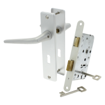 Starx Kamerdeurslot met Beslag Aluminium Wit BB56 Doornmaat 50mm