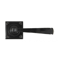 Wardlo deurkruk op rozet kruk 118mm, rozet 52x52x5mm vierkant geveerd smeedijzer zwart