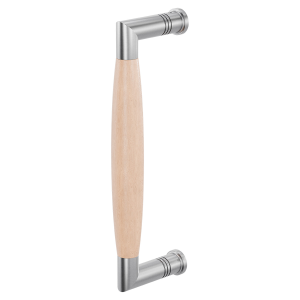 Deurgreep ton model Ika 207mm RVS geborsteld met haaks nekje, beukenhout