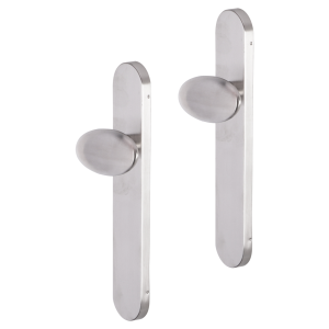 Impresso Derby deurkruk op schild afgerond 225x41x10mm blind RVS geborsteld