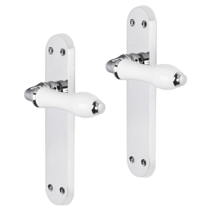 Impresso Perth deurkruk op schild met schroeven afgerond 225x41x10mm Chroom