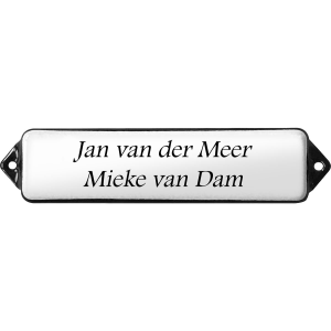 Naamplaat emaille wit, zonder kader, letters Footlight, 120x30mm