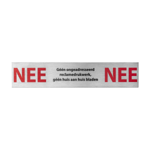 RVS brievenbusbordje 'Nee/Nee' rechthoekig