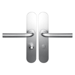 Deurkruk op schild WC63/8 L-model 19mm RVS geborsteld