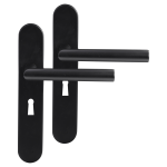 Differnz Amsterdam deurkruk op schild afgerond 225x41x10mm BB 56 mm Zwart