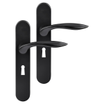 Differnz Groningen deurkruk op schild afgerond 225x41x10mm BB 56 mm zwart