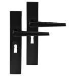 Differnz Rotterdam deurkruk op schild afgerond 225x41x10mm BB 56 mm Zwart
