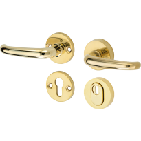 Mi Satori kruk/kruk op rozet - SKG Halfsabel elegant messing ongelakt links