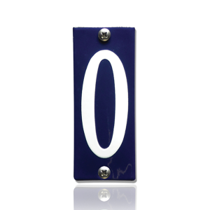 Huisnummer 0 emaille blauw, 40 x 100 mm