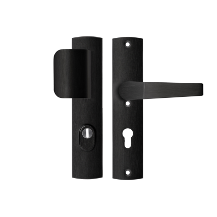 AXA 6665 All Black VH garnituur duwer/kruk met kerntrekbeveiliging, PC72