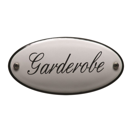 NP-GS-9 TopEmaille wit deurbordje 'Garderobe' ovaal 100x50mm