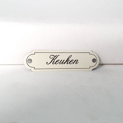 NP-KS-S2-14 TopEmaille Crème deurbordje 'Keuken' 115x27mm