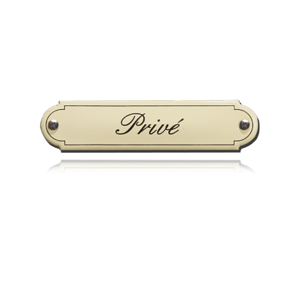 NP-KS-S1-15 TopEmaille crème deurbordje 'Magazijn' gebold klassiek 80x22mm