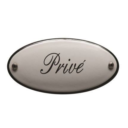 NP-GS-17 TopEmaille wit deurbordje 'Privé' ovaal 100x50mm