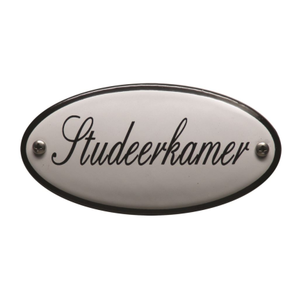 Deurbordje emaille 'Studeerkamer' ovaal