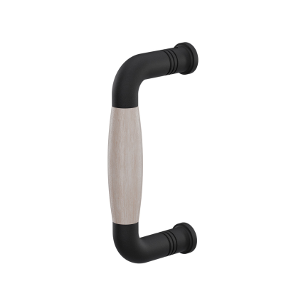Deurgreep ton model Ika 130mm gebogen nekje zwart met eiken whitewash