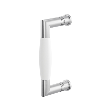 Deurgreep ton model Ika 130mm haaks nekje RVS geborsteld met wit