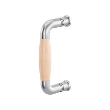 Deurgreep ton model Ika 130mm RVS geborsteld met beukenhout