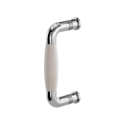 Deurgreep ton model Ika 130mm RVS gepolijst met eiken whitewash gebogen nekje