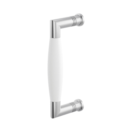 Deurgreep ton model Ika 157mm haaks nekje RVS geborsteld met wit