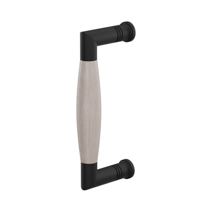Deurgreep ton model Ika 157mm zwart haaks nekje met eiken whitewash